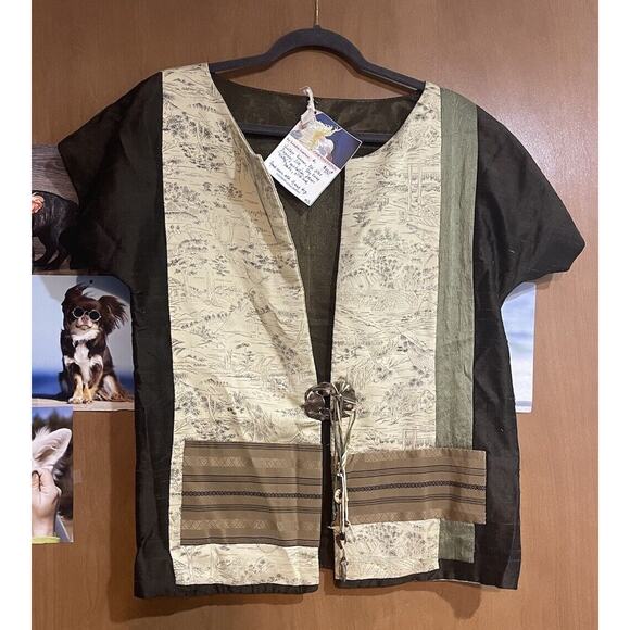 Artisan Shirt Made of Vintage Kimono Obi Silks M/L - Picture 1 of 8